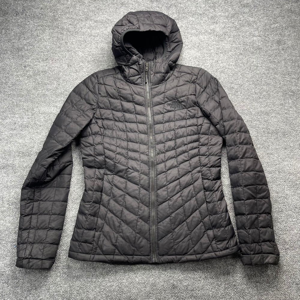 The North Face Thermoball Eco Hooded Jacket Black Quilted Puffer Womens Medium